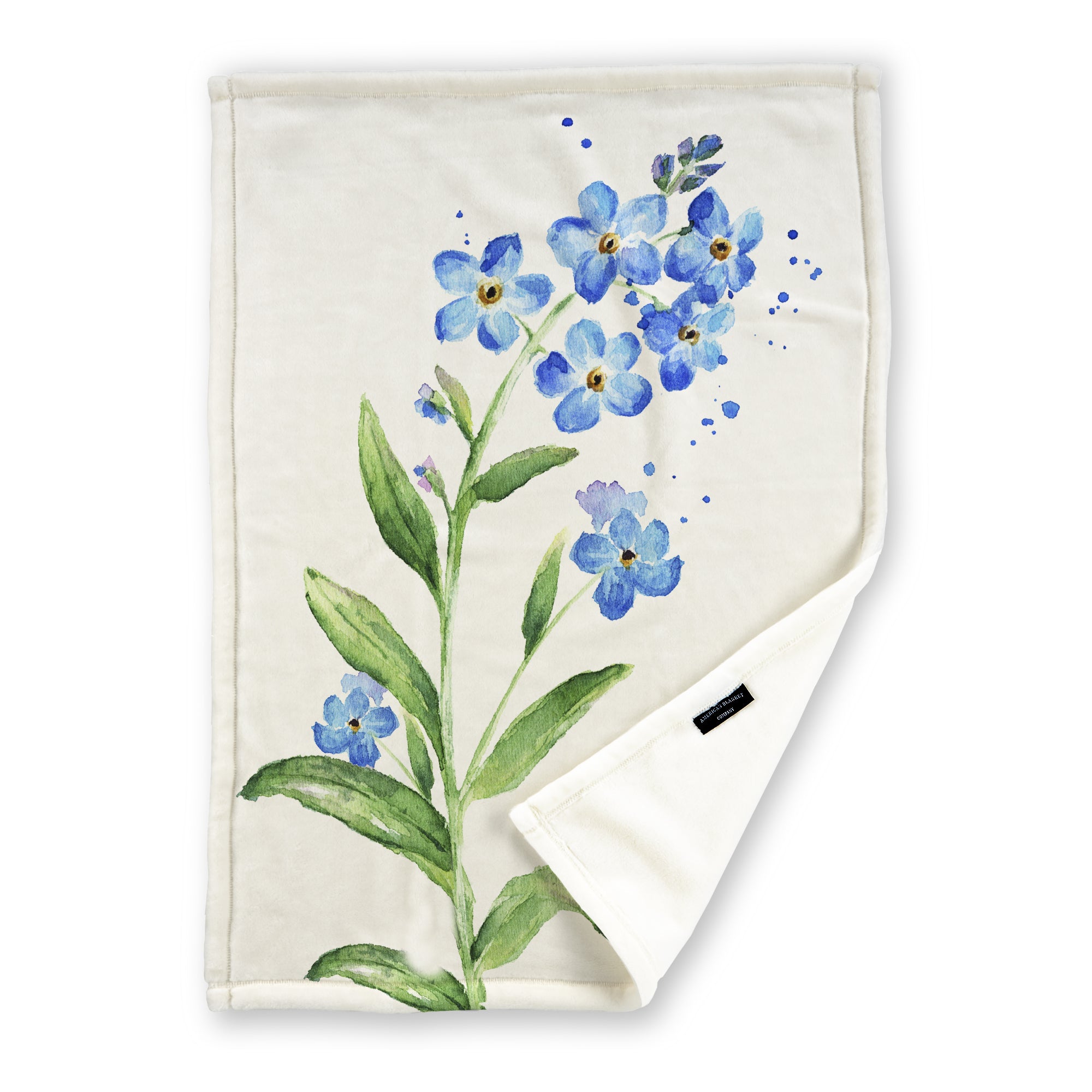 American Blanket Company - Luster Loft Spring Flowers Fleece Blanket - Fleece Blanket Printed Forget me not Blanket