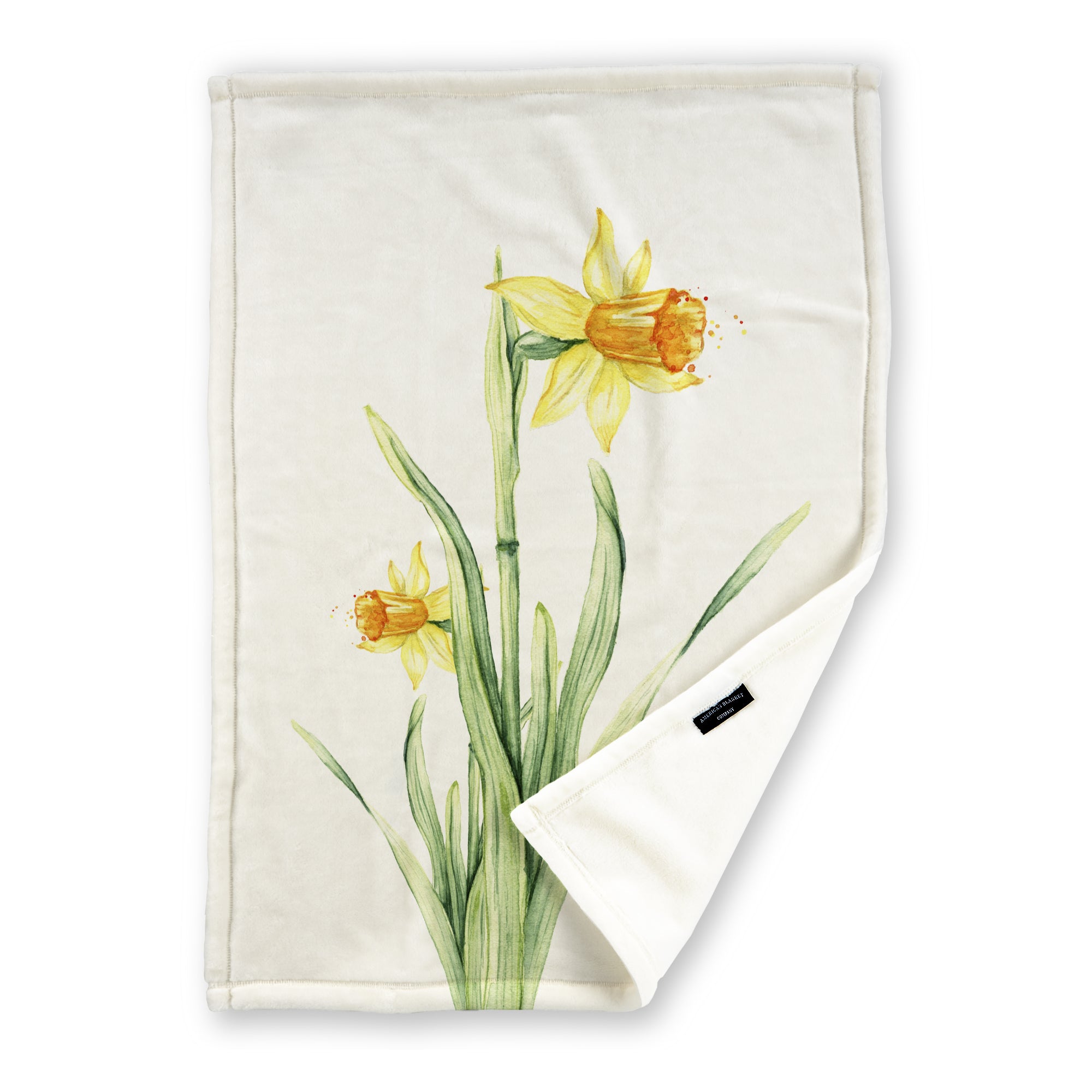 American Blanket Company - Luster Loft Spring Flowers Fleece Blanket -Fleece Blanket Printed Daffodil Blanket