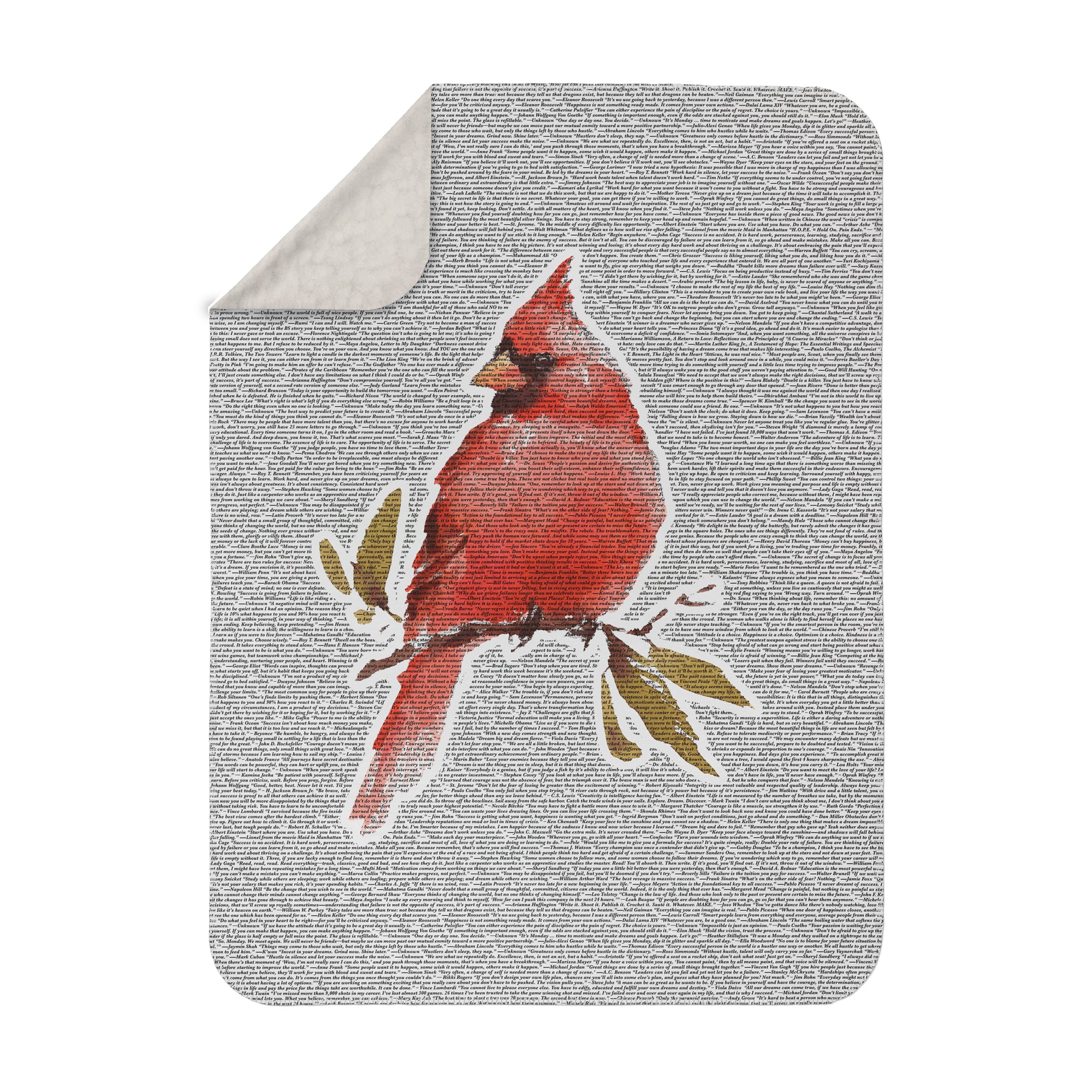 American Blanket Company - Cardinal Printed inspirational Quote blanket - A blown up image of the blanket showing the double faced construction and the soft sherpa backing.