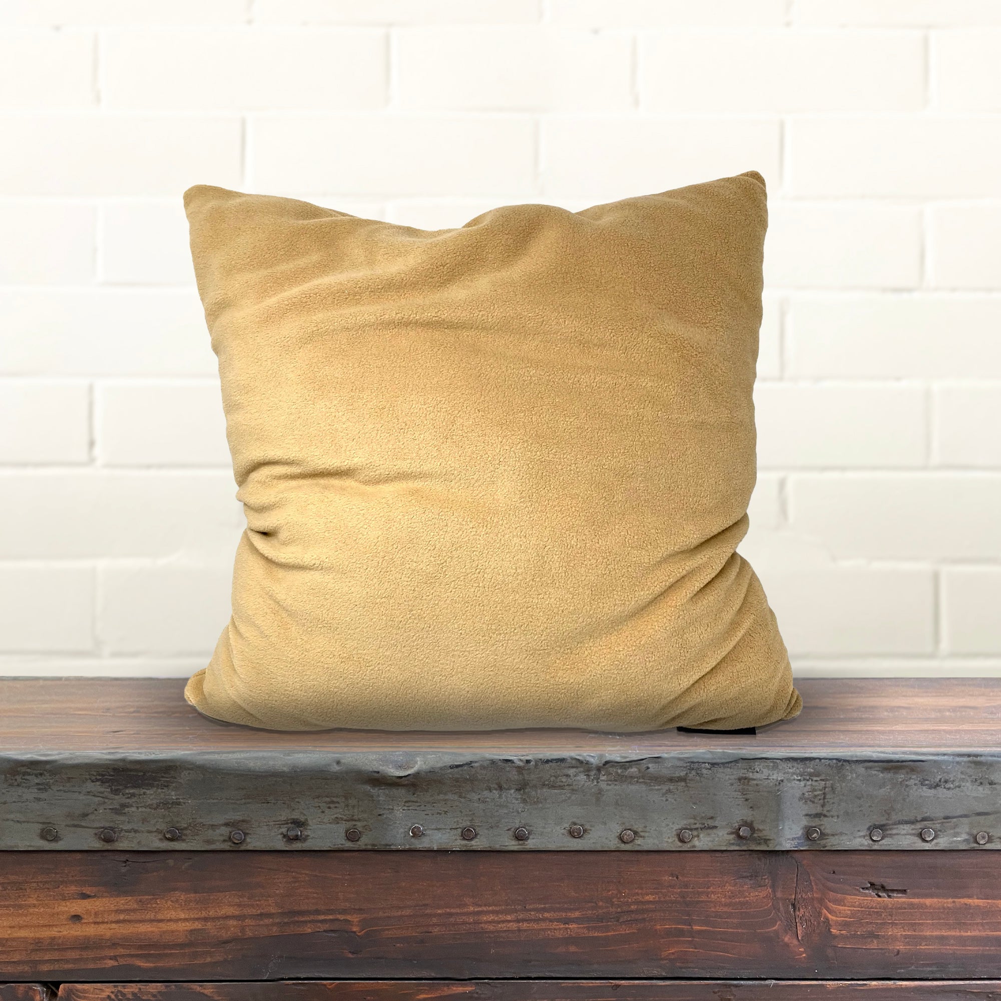 American Blanket Company - Peaceful Touch Fleece Throw Pillows - Beige pillow on a white background