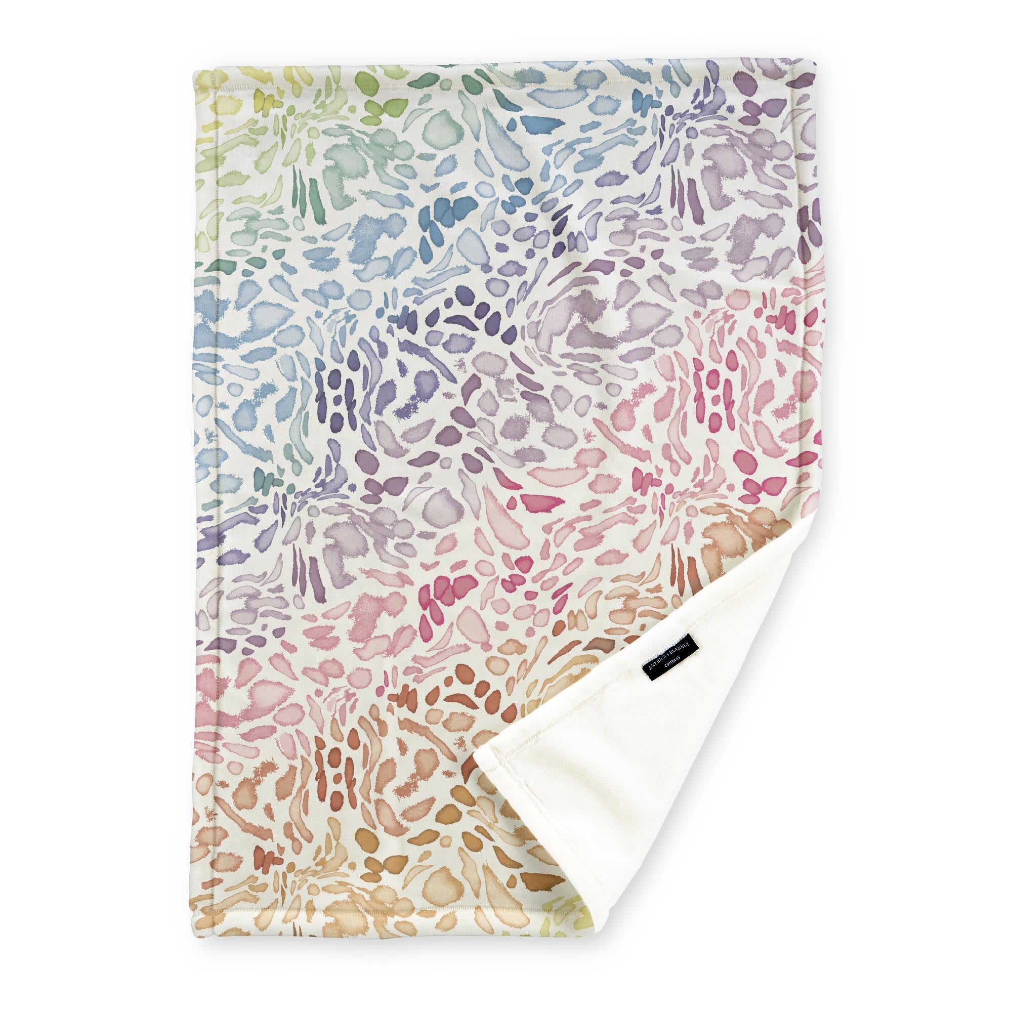 American Blanket Company - Luster Loft Fleece Blankets - Printed Fashion Fleece Throw Blankets - a Fleece blanket with a Rainbow Leopard pattern on a white background.
