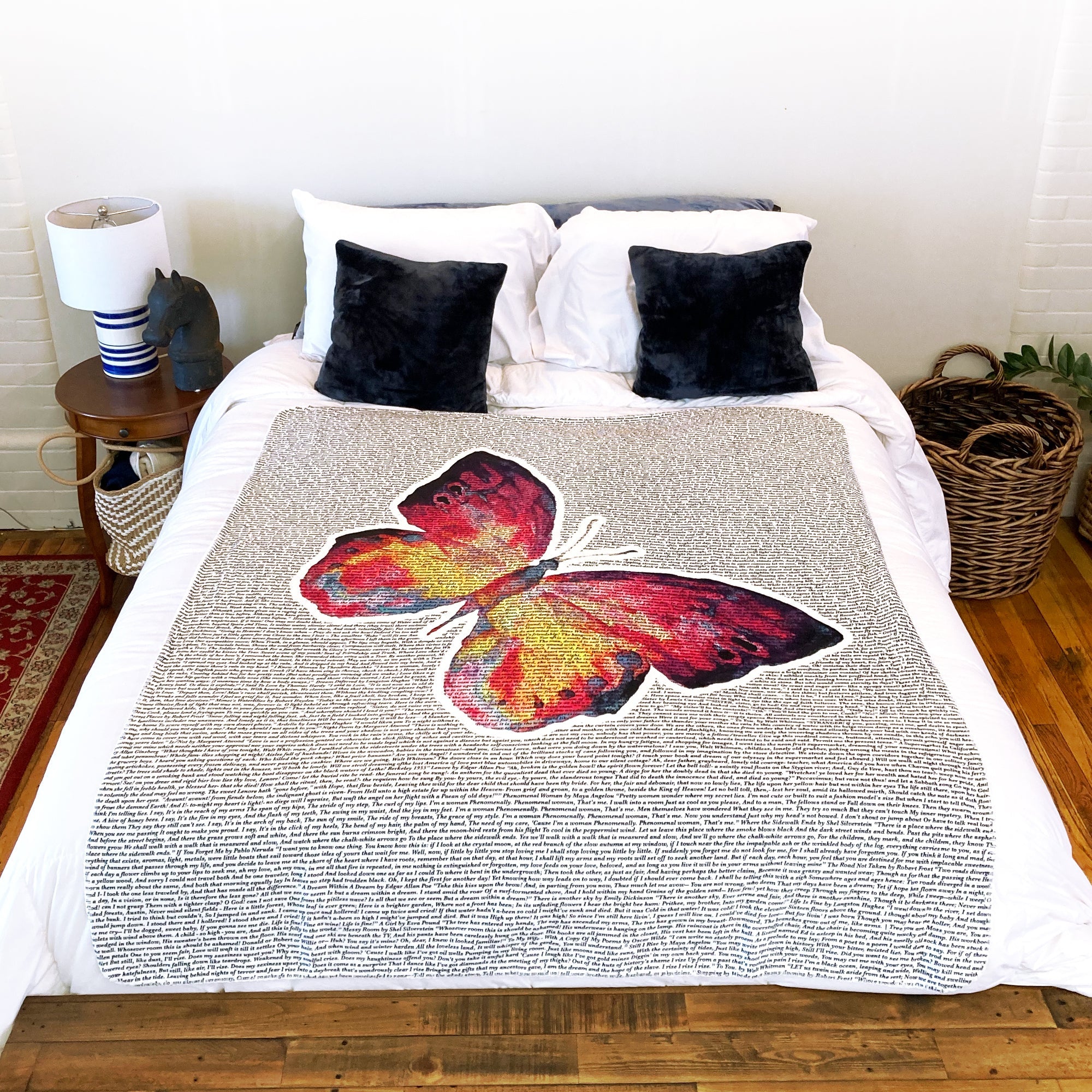 American Blanket Company - butterfly Printed inspirational poem blanket -  