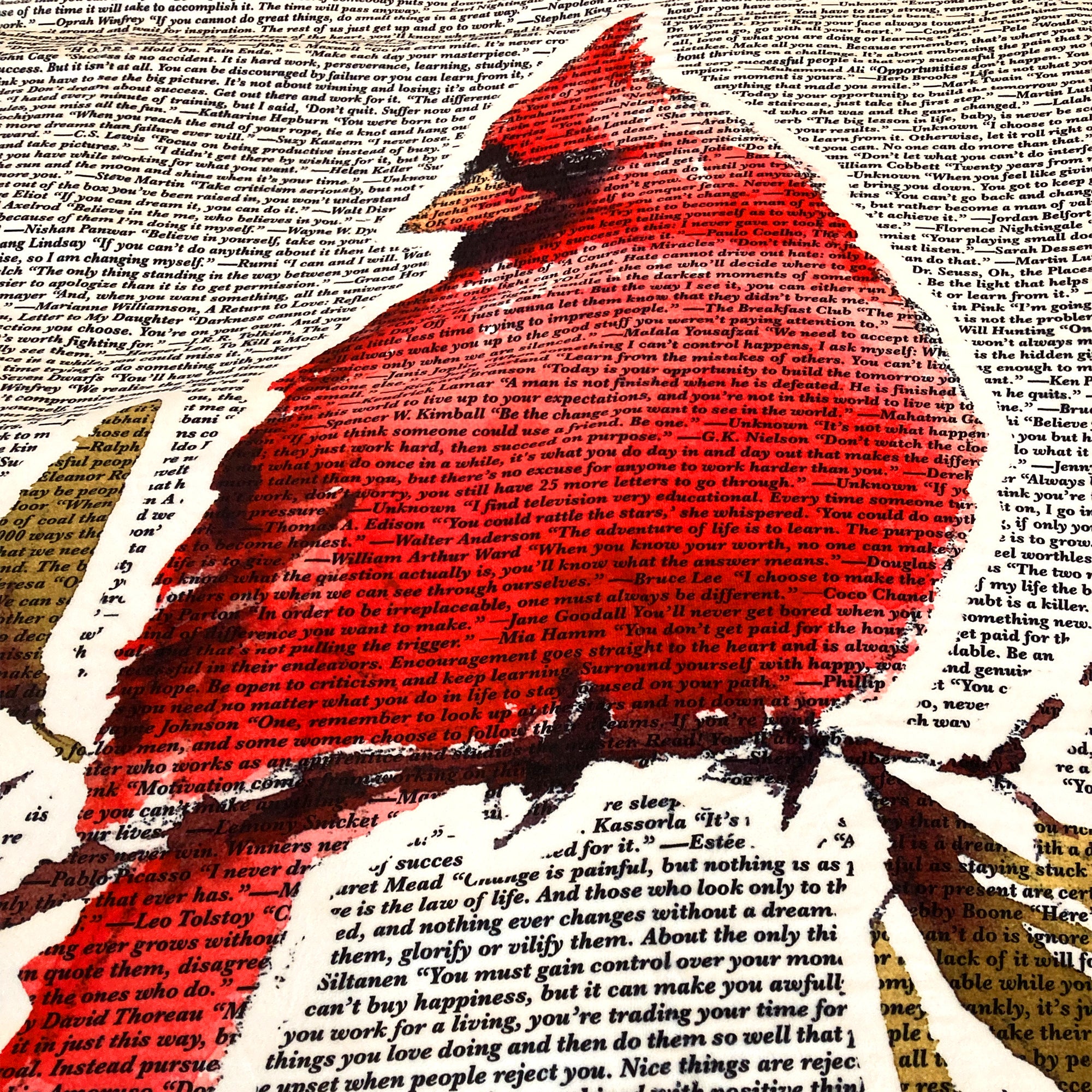 American Blanket Company - Cardinal Printed inspirational Quote blanket -  Closeup of the blanket featuring the legible text.