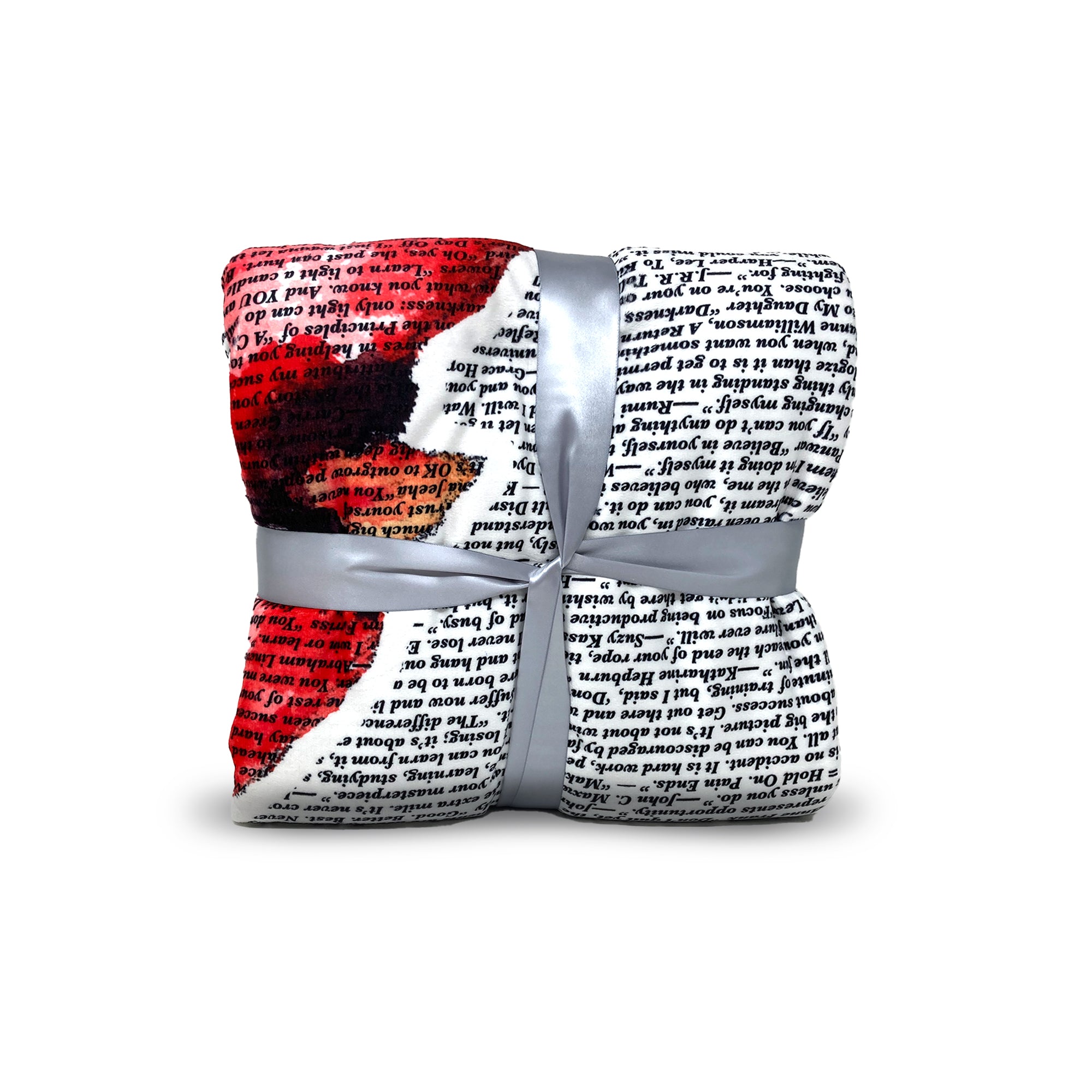 American Blanket Company - Cardinal Printed inspirational Quote blanket -  Folded up and wrapped in a ribbon and hang tag.