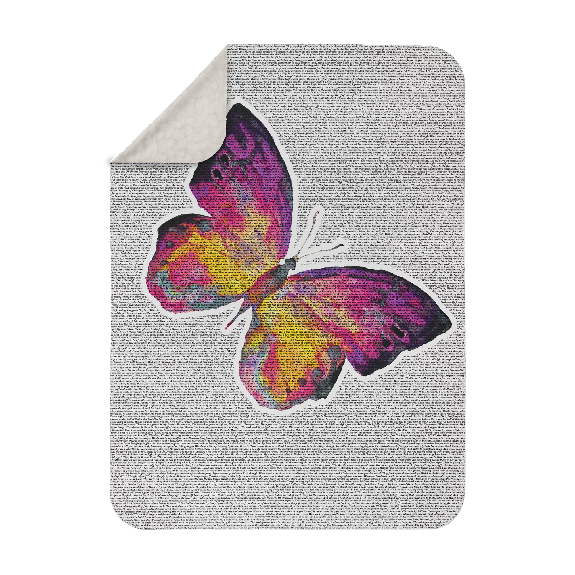 American Blanket Company - Butterfly Printed inspirational poem blanket - a blown up image showing the double faced fleece, sherpa construction of the vibrant blanket.