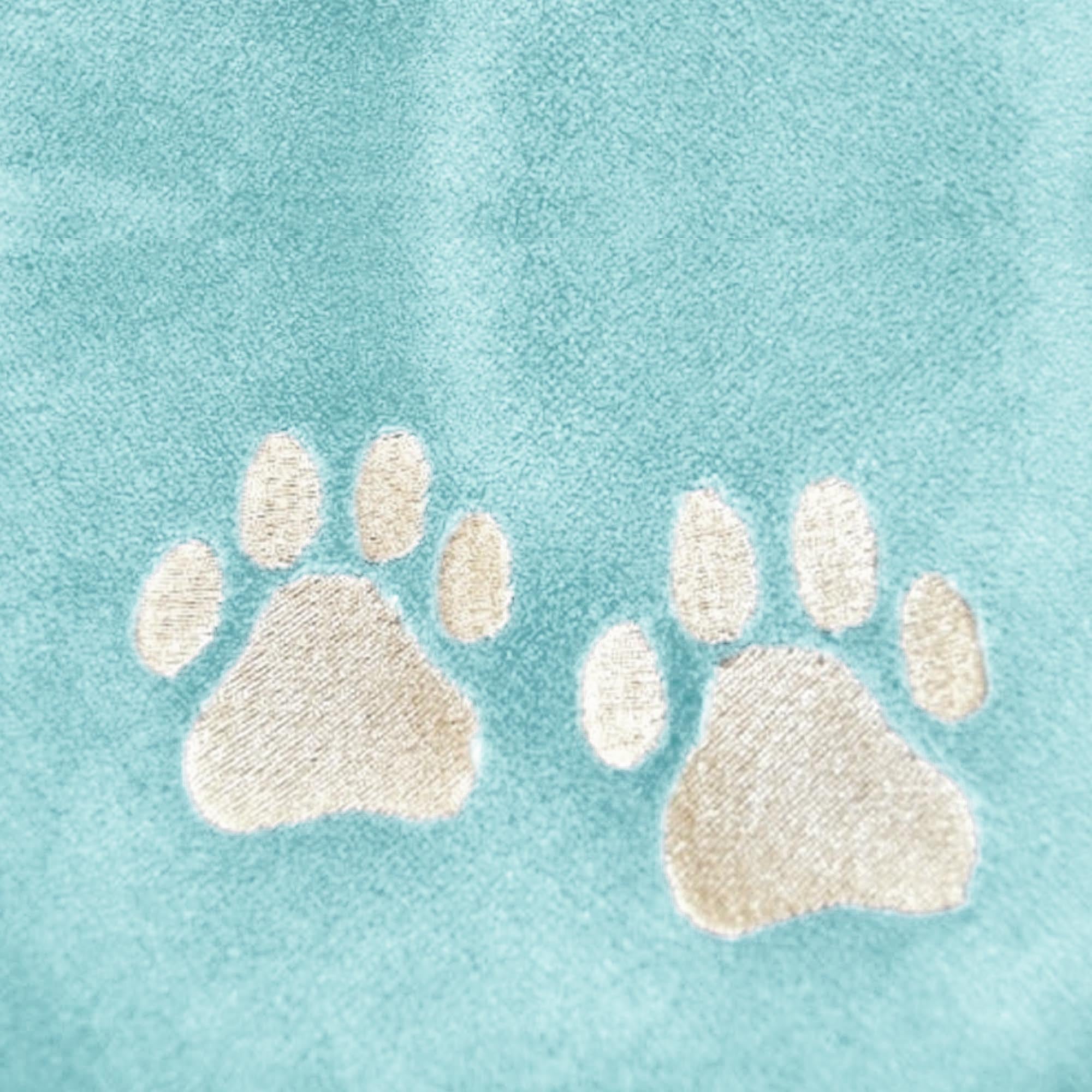American Blanket Company - Peaceful Touch Fleece Pet Blankets - Examples of the embroidery of paw prints available from us.