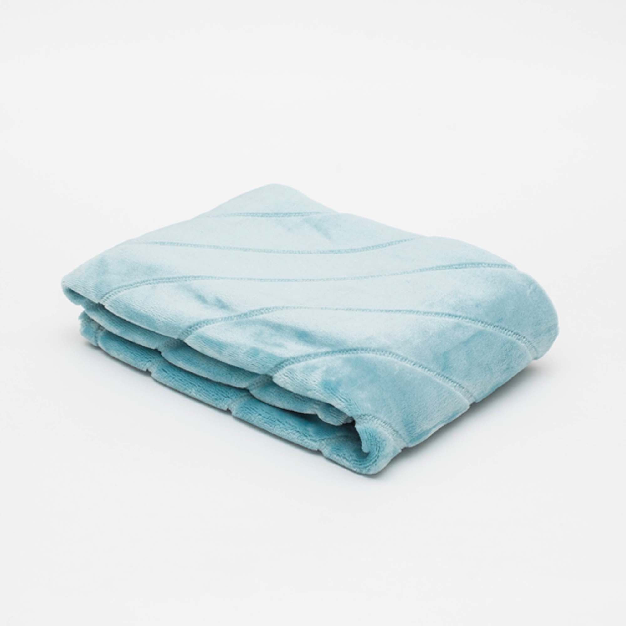 American Blanket Company - Luster Loft Baby Blanket - Birch on Luster Loft Fleece  in buxton blue 