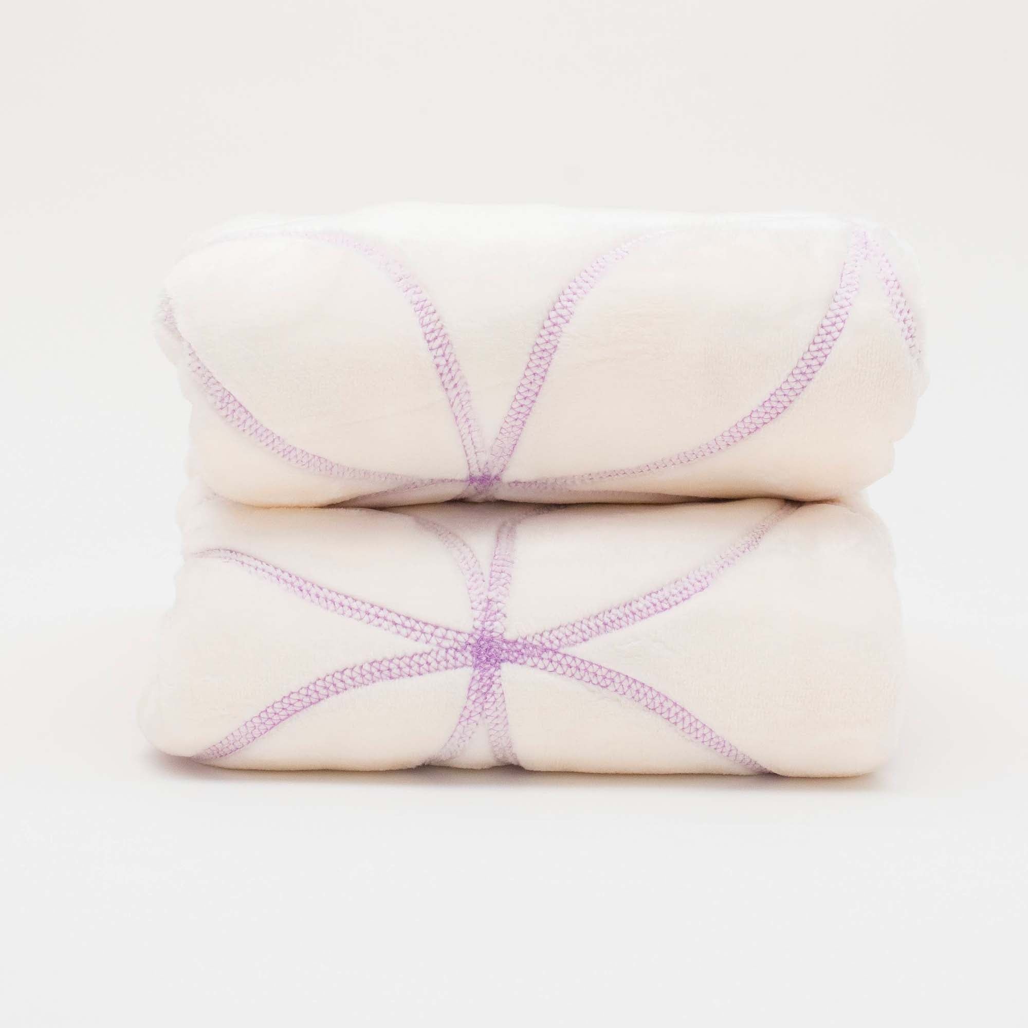 American Blanket Company - Luster Loft Baby Blanket Quilt- Gardenia on Luster Loft Fleece quilt stack