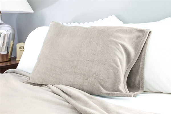 American Blanket Company - Gray Luster Loft fleece Blanket &  fleece Pillowcase Set 