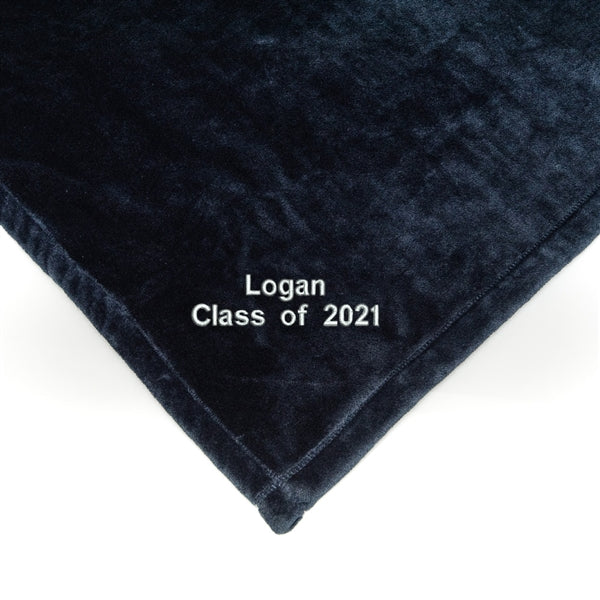 American Blanket Company - Blue Embroidered Luster Loft fleece Blanket - Luster Loft fleece Blanket and fleece Pillow Case Set 