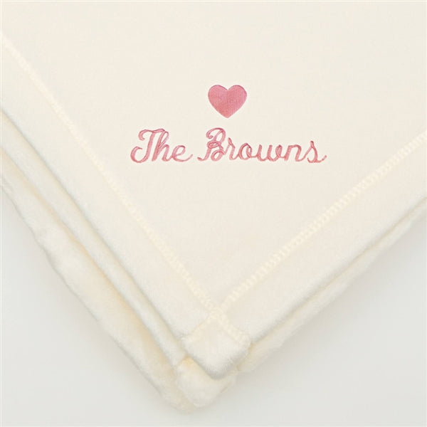 American Blanket Company - Luster Loft Fleece Throw Blankets - Embroidered Wedding blankets with heart and last name, a luxurious fleece blanket.