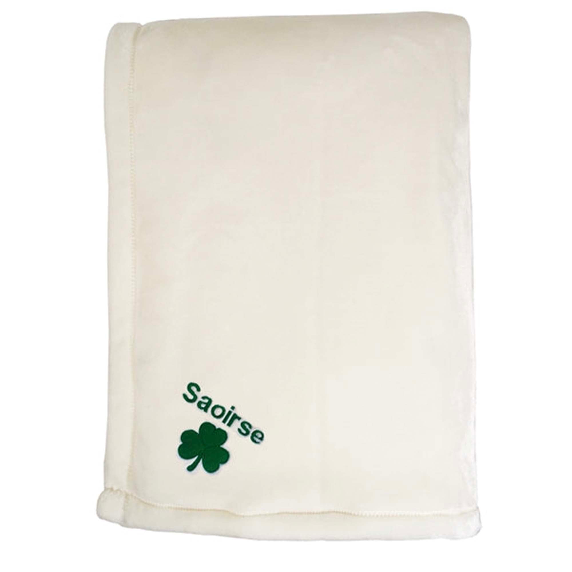 American Blanket Company - Luster Loft Fleece Blanket - Shamrock embroidered fleece blanket embroidered Cotton Ball fleece blanket 