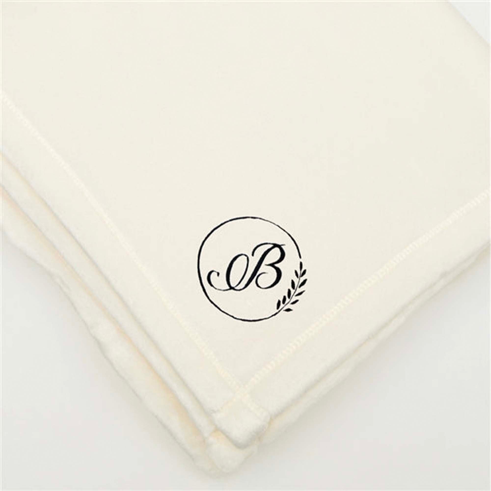 American Blanket Company - Luster Loft Fleece Throw Blankets - Embroidered Wedding blankets with ivy circle and initials, a luxurious fleece blanket.