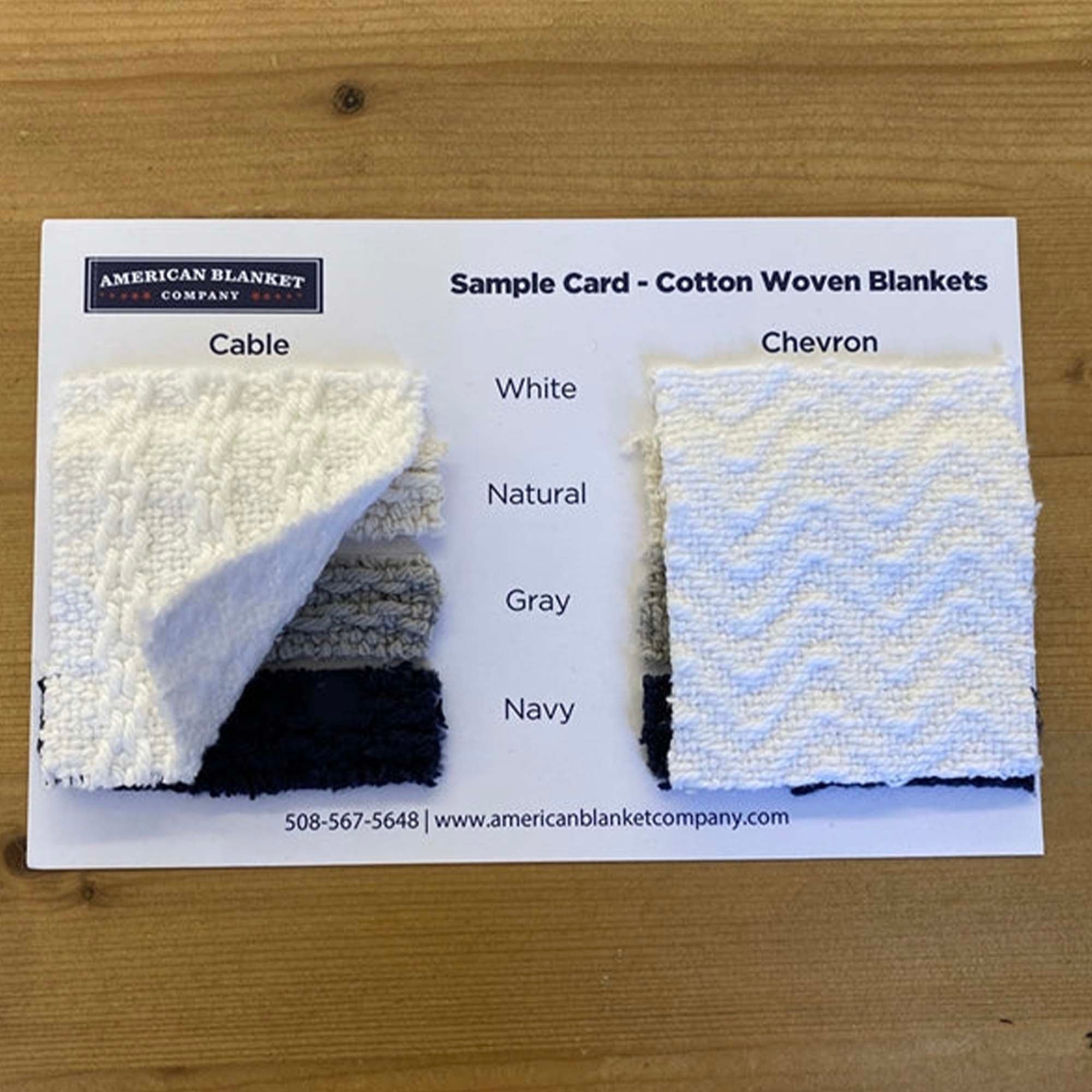 American Blanket Company - Sample Card - 100% Cotton blankets