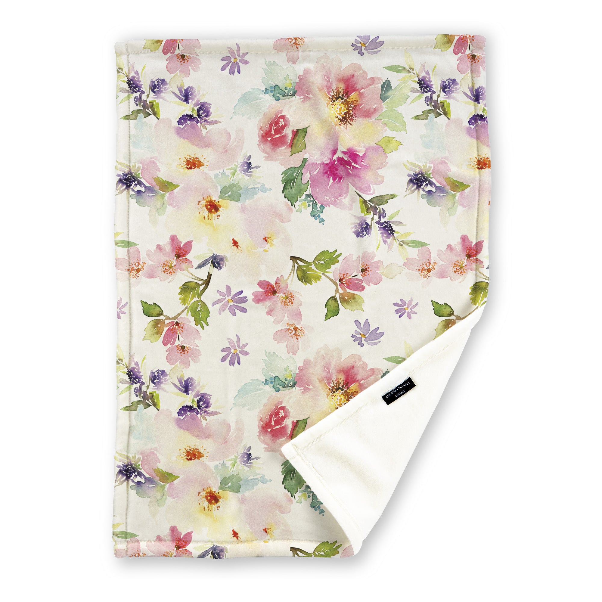 American Blanket Company - Watercolor Floral Printed Fleece Blanket - Flora Printed Throws | Floral Blanket Patterns 