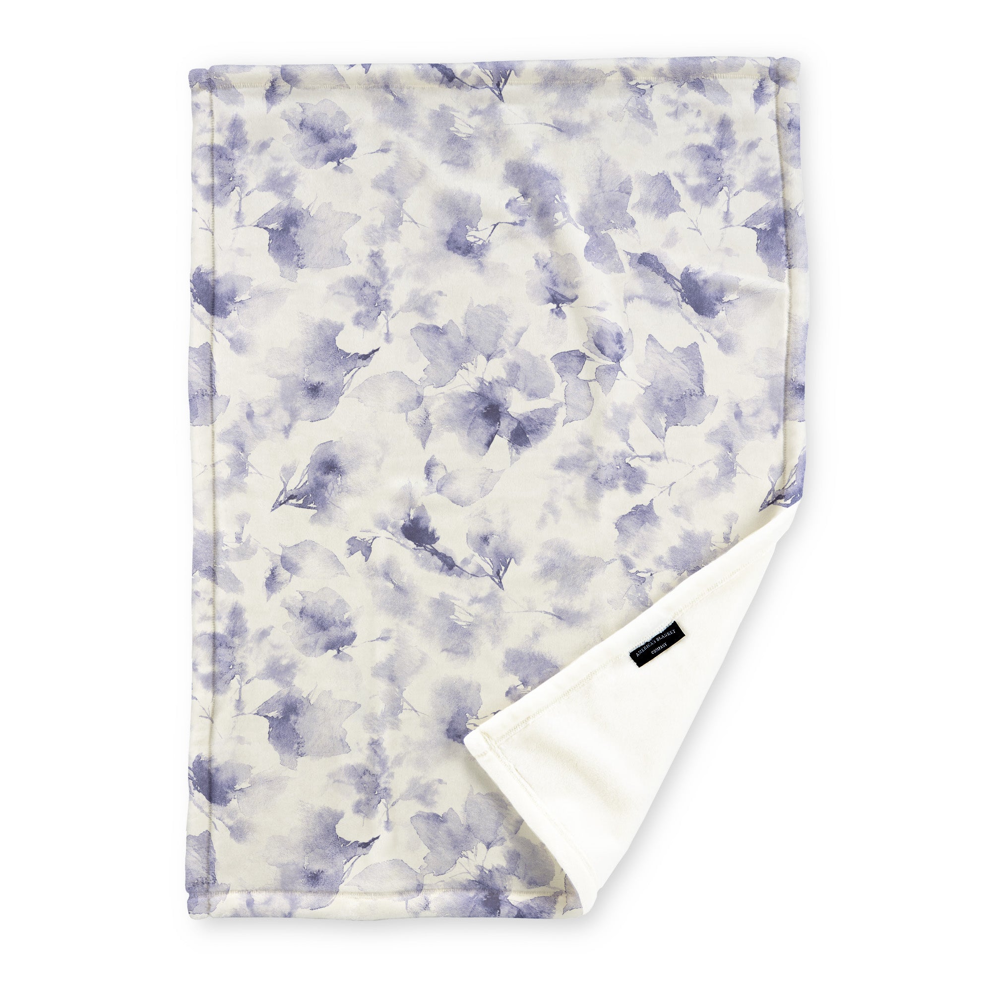 American Blanket Company - Luster Loft Fleece Blanket - Floral Printed Blankets Throws - a fleece blanket with abstract floral pattern in a range of Violets on a white background.
