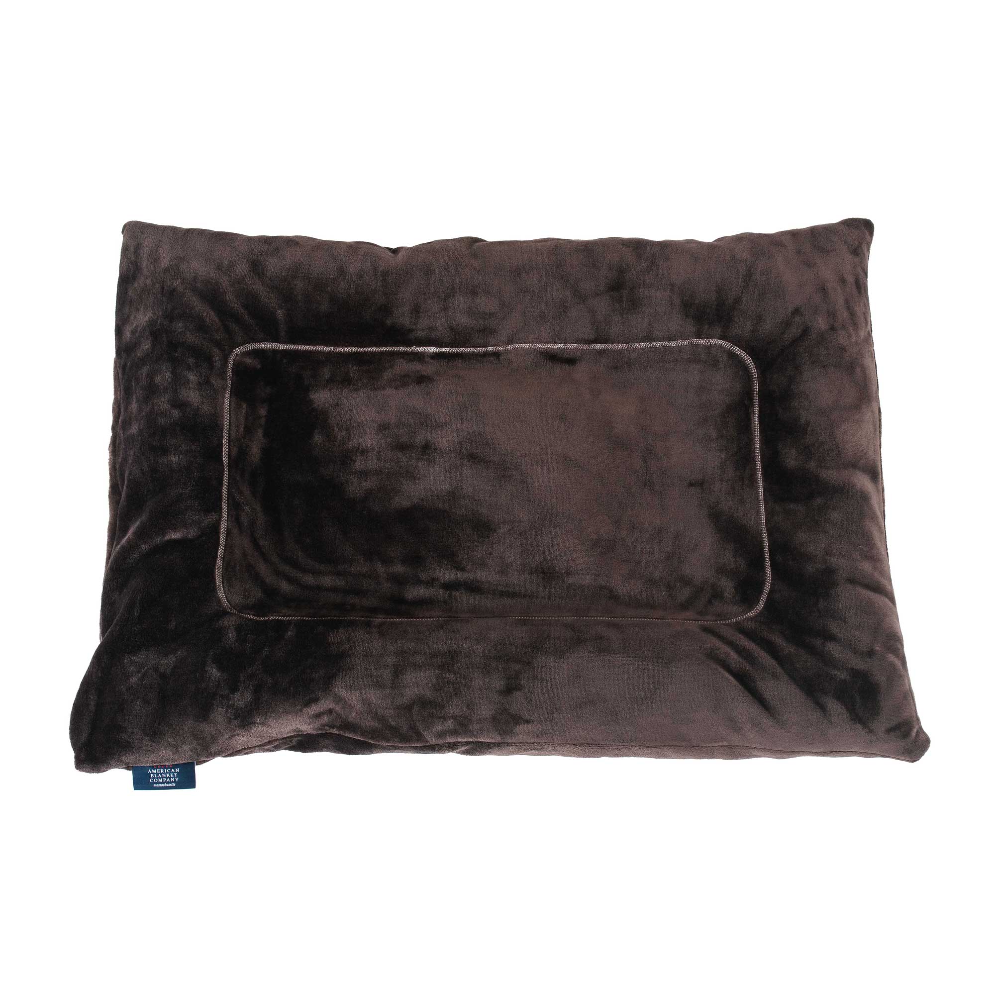 American Blanket Company - Luster Loft Fleece Pet Bed Lounger - overhead shot of chocolate luster loft fleece pet bed lounger on a white background.